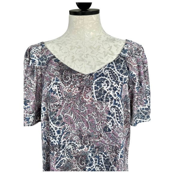 Red by BKE Floral Flutter Sleeve Purple Blue Blouse Size Large - Picture 5 of 12